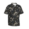 thumbnail image 2 of Daiia Vintage Moon with Plants and Fox Hawaiian Shirt for Men Gentle Cotton Regular Short Sleeve Casual-Medium, 2 of 9