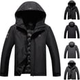 thumbnail image 1 of Sentmoon Men Winter Jacket Solid Color Long Sleeve Coat for Men Oversized Keep Warm Zipper Windbreaker Waterproof Hoodie Men with Pockets Fall Soft and Comfortable for Climbing and Hiking, 1 of 8