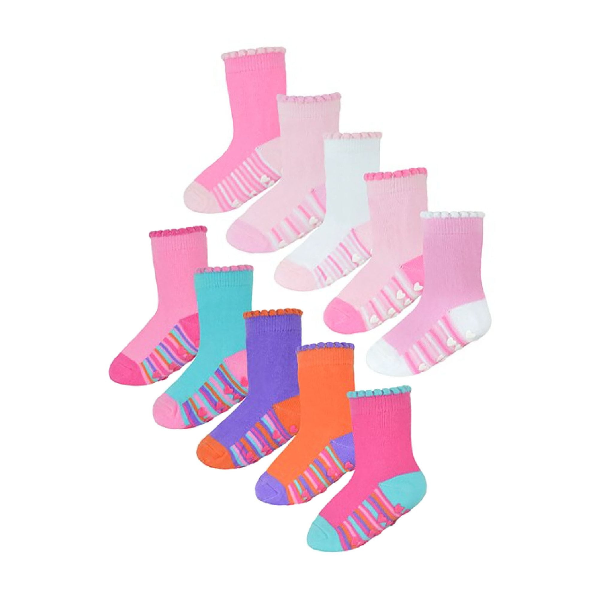 Sock Snob Non Slip Baby Girl Heel and Toe Socks 10 Pairs Cute