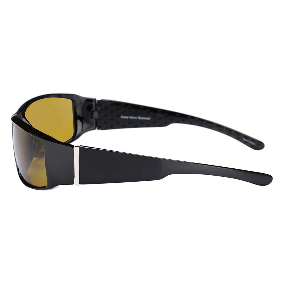 "The Contender" Polarized Full Frame Sport Wrap Bifocal Sunglasses for Men and Women - Yellow Night Driving - 1.50