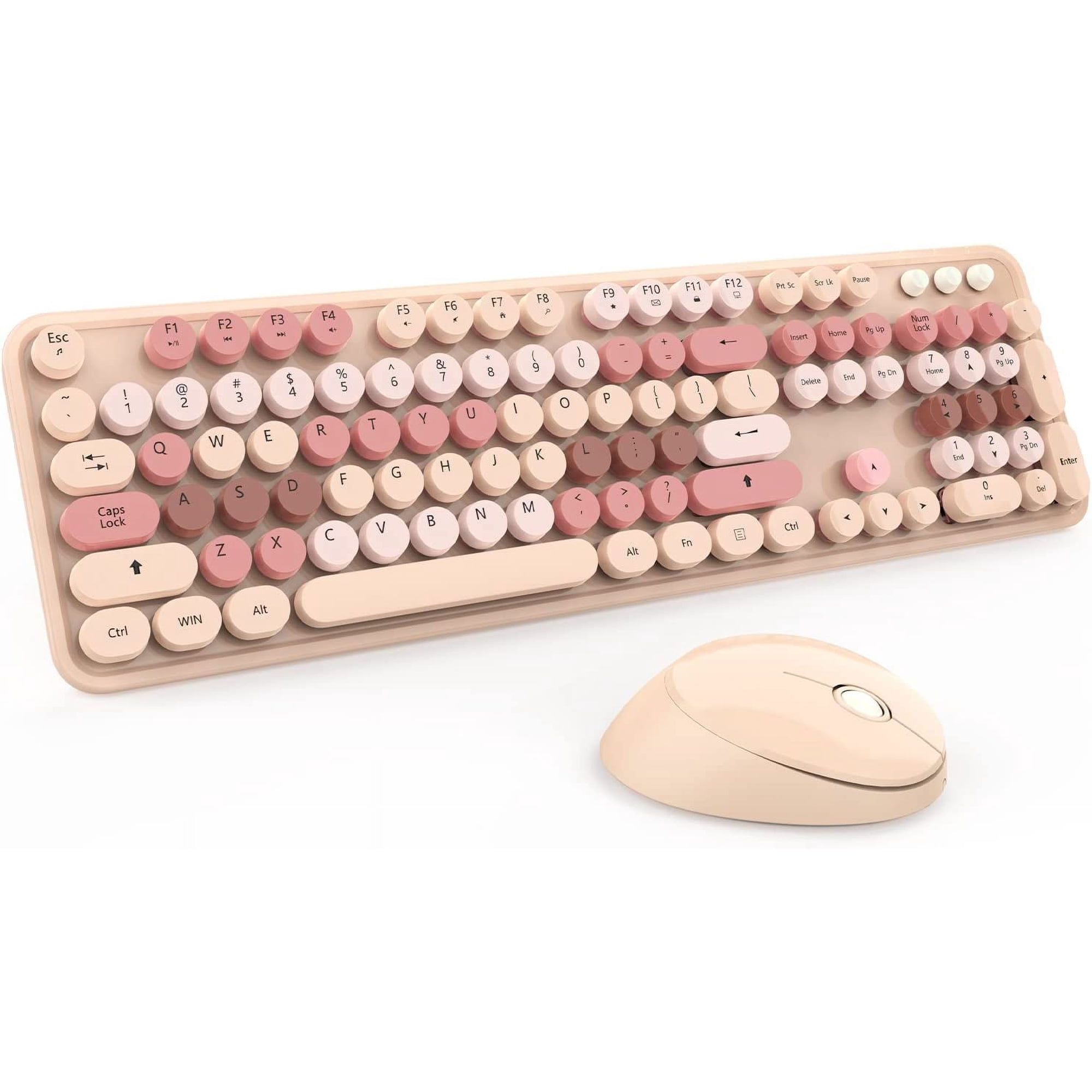 Wireless Keyboard and Mouse Cute Retro Typewriter for PC