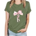 thumbnail image 3 of yillto Women's Bow Print T Shirt Short Sleeve Crew Neck Pullover 2025 Summer Casual Basic Tee Shirts, 3 of 3