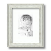 ArtToFrames 8x10 Matted Picture Frame with 4x6 Single Mat Photo Opening Framed in 1.25 Off White Wash on Ash and 2 Super White Mat (FWM-4098-8x10)