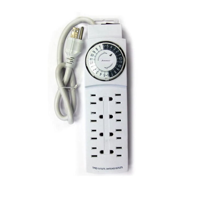 Atron Electro Industries 8 Grounded Outlet Power Strip with Daily Cycle Timer