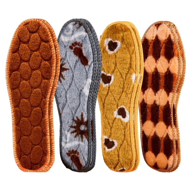 4 Pairs Men Women Insole Winter Soft Warm Insoles Thick Fuzzy Replacement Foot Inserts for Shoes Boots Slippers