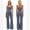 Gray Blue, variant on IDOPIP Two Piece Workout Sets for Women Racerback Compression Contrast Tank Top Matching High Waist Wide Leg Yoga Jogger Tummy Control Bell Bottom Flare Pants Pilates Running Outfits