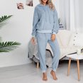 thumbnail image 2 of Womens Fuzzy Sherpa Fleece Pajamas Set Long Sleeve Hoodies Pajama Pants Cozy 2 Piece Outfits Loungewear Sleepwear Womens Clothes, 2 of 6