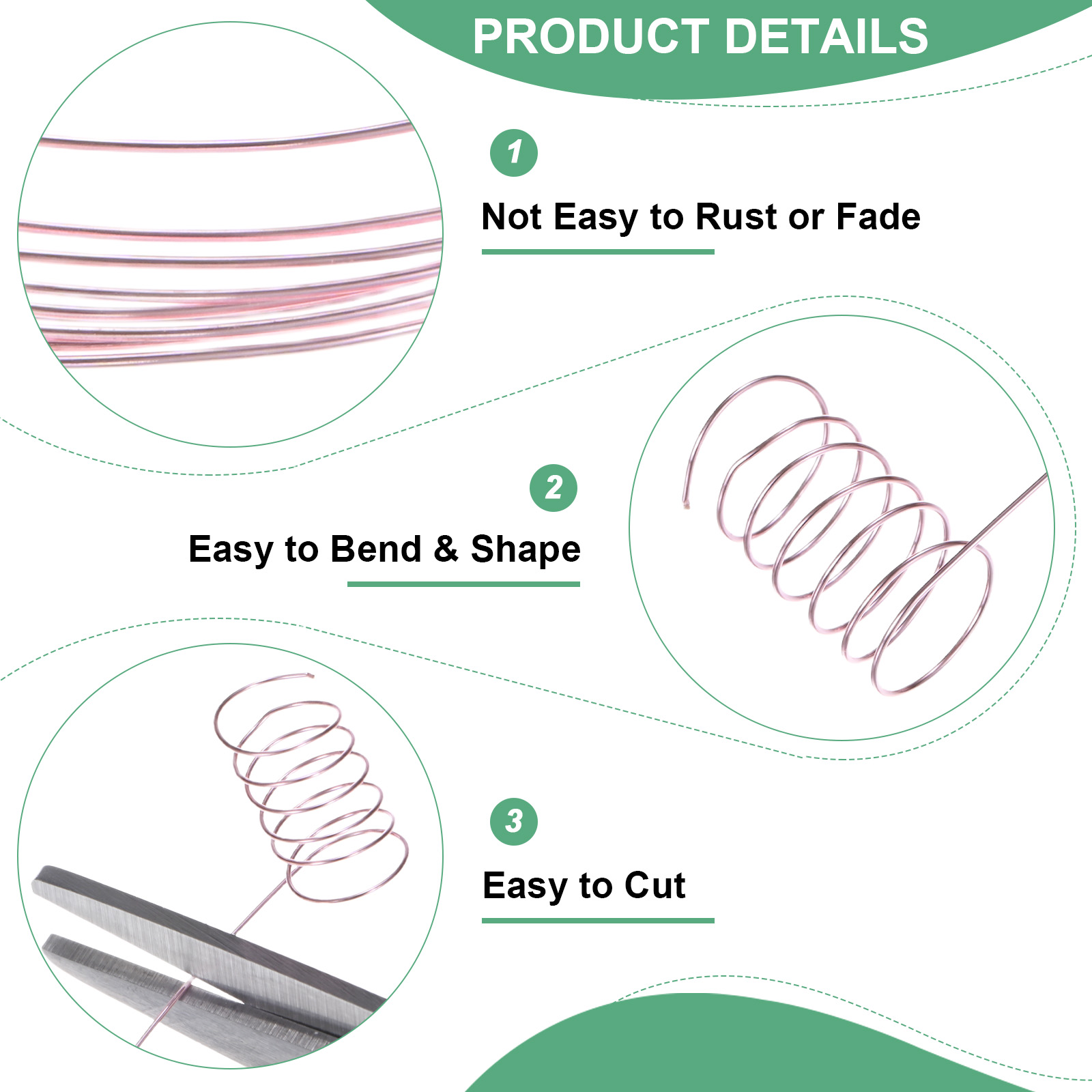 Uxcell 2 Rolls 0.3mm Jewelry Wire 28 Gauge 328FT Copper Beading Wire Jewelry Making Planting Weaving DIY 100M Rose Golden