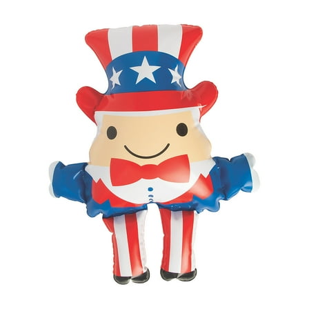 Fun Express Patriotic Uncle Sam Inflatable Vinyl Party Favors, 9.5" x 13" (12 Pieces)