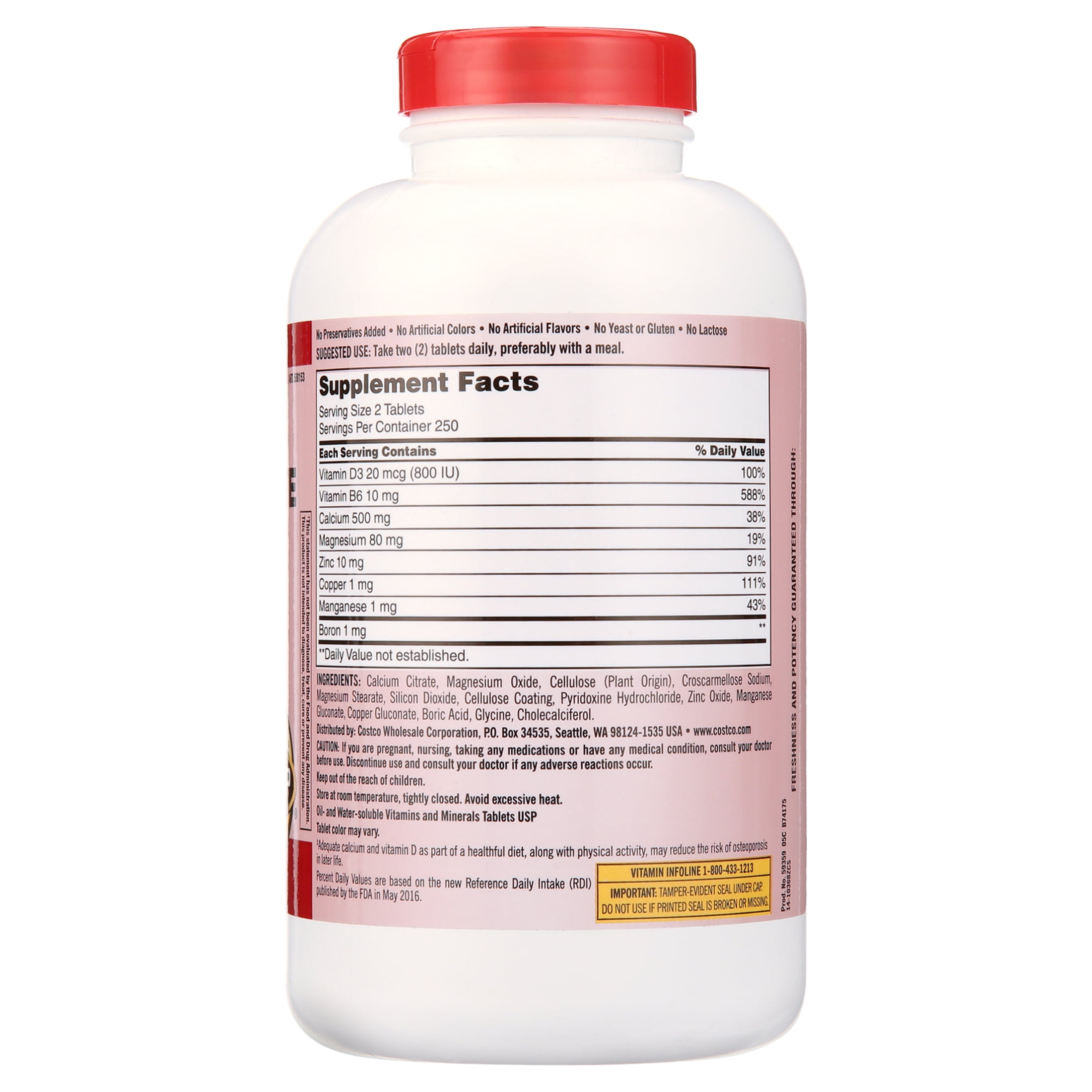 Kirkland Signature Calcium Citrate Magnesium and Zinc, 500 Tablets