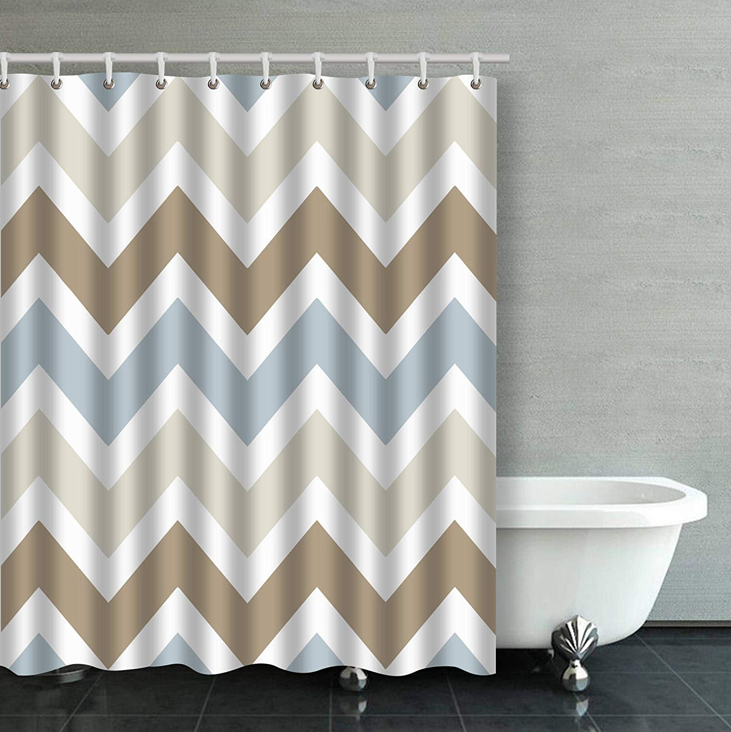 tan chevron shower curtain