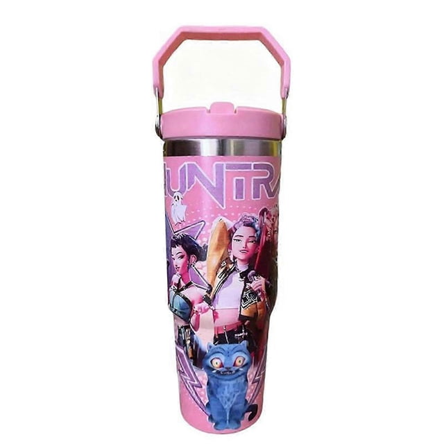 K-Pop Ghost Hunter Tumble With Lid and Straw - 30oz Stainless Steel Insulated Thermos Cup for Kids