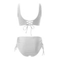 thumbnail image 4 of Atogsazn Women's Solid Color High Waisted Swimsuit V Neck Two-Piece Bathing Suit Plus Size Tie Side Sexy Swimwear White L on Clearance, 4 of 6