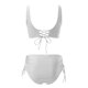 thumbnail image 4 of Trajes de baño Bouanq de cintura alta para mujer, monokini de dos piezas, traje de baño con cuello en V y espalda descubierta, conjunto de bikini fruncido con cobertura total., 4 of 6