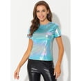thumbnail image 3 of Disfraz de Halloween Top Allegra K multicolor Brillante Metálica para Mujer azul XL, 3 of 5