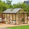 thumbnail image 4 of Senfot 6 x 10ft Walk-in Greenhouse Heavy-Duty Aluminum Frame Polycarbonate Panels Easy Assembly Roof Vent Ground Anchors Sliding Lockable Door for Backyard Black, 4 of 8
