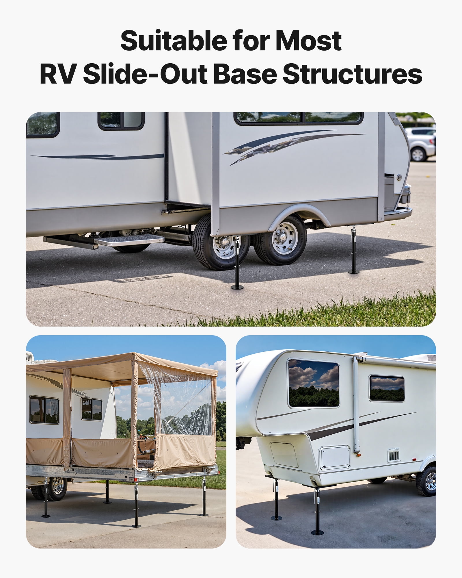 VEVOR RV Slide Out Support Jack, 2 PCS Camper Slide-Out Leveling Jack, Powder-Coated Steel Support Jacks for RV, Camper, Travel Trailer, Supports Up to 1000lbs, Adjustable from 21.3 inch to 48 inch
