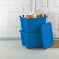 thumbnail image 4 of Sterilite 18 Gallon Tote, Plastic Storage Bin with Snap-on Lid, Bright Blue, 4 of 6