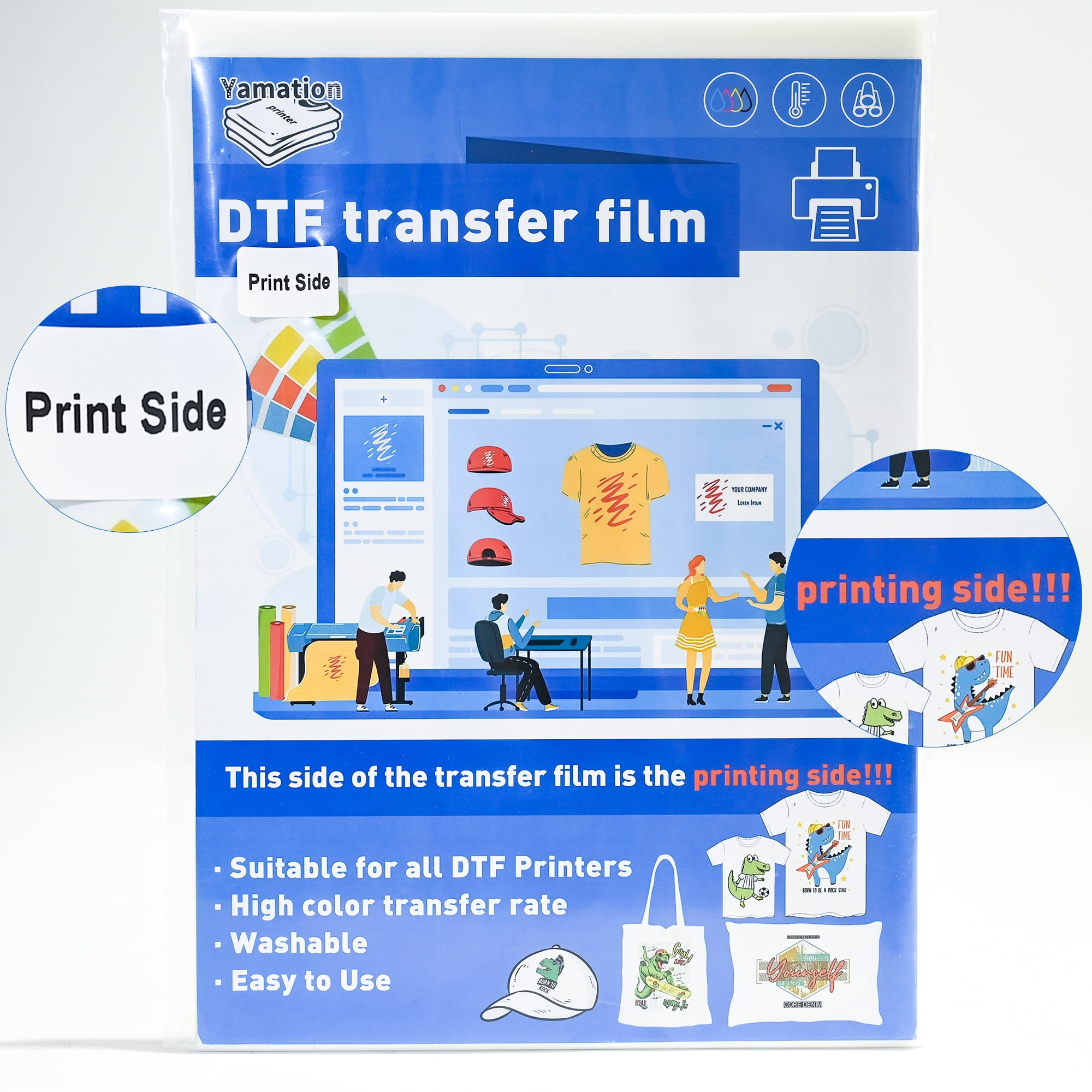 Clieve DTF Transfer Film ,50 Sheets DTF Transfer Film Paper A3 (11.7 x 16.5) for Epson Inkjet Printer DTG Printer Direct Print on T Shirts Textile