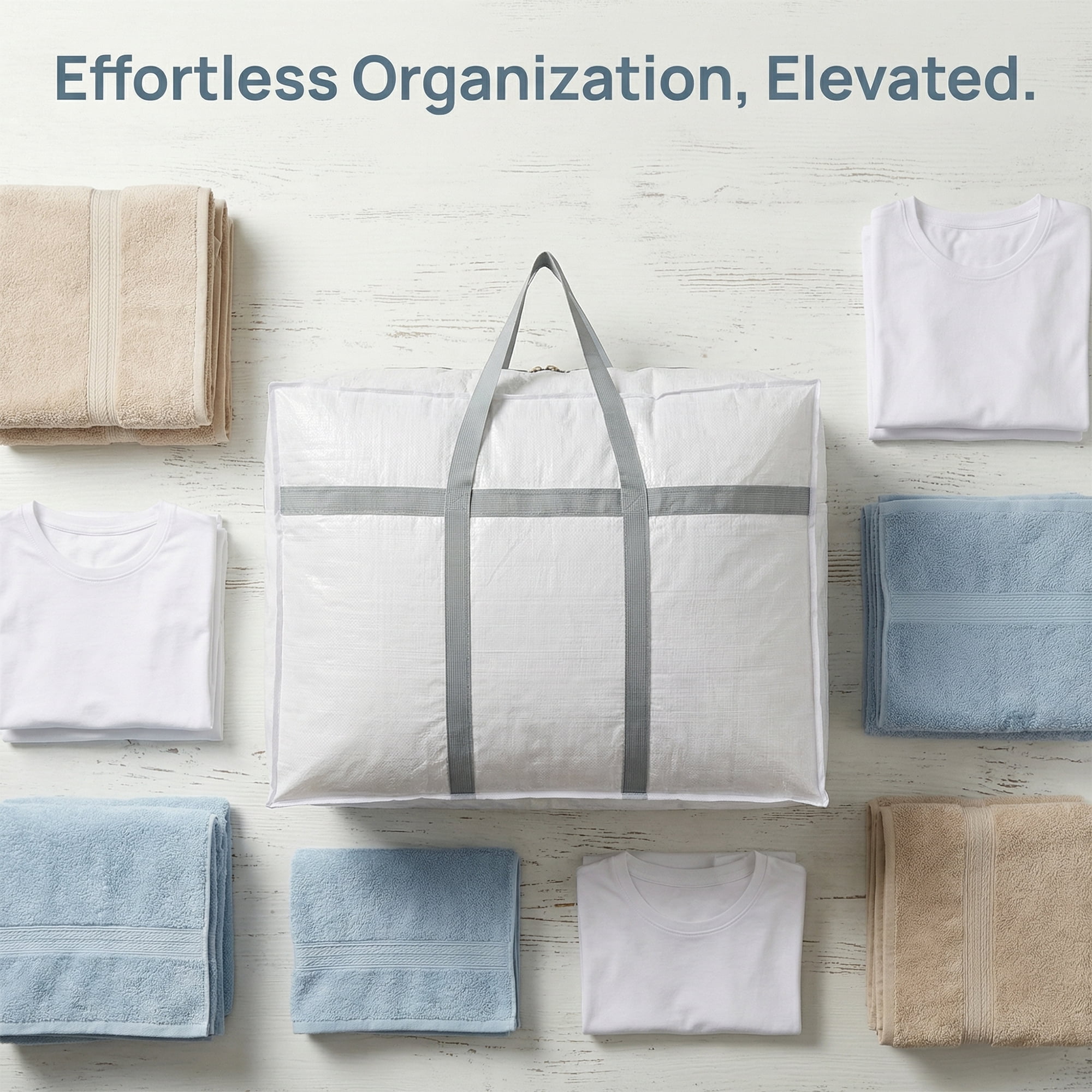 Unique Bargains Clothes Storage Bags for Organizing Clothing White 19.7"x7.1"x15.7"