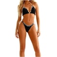 thumbnail image 2 of Mceream Women's Solid Color Strapped Bodysuit Beach Casual Fashionable Bikinis Sets Black XL, 2 of 6