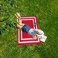 thumbnail image 3 of Outdoor Rug - Folded Design - Recycled Plastic Mat for Patio, Camping, Beach, Balcony, Porch, Deck - Weather, Water, Stain, Lightweight, Fade and UV Resistant - Paris- Red & White, 3 of 5