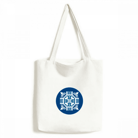Morocco Decorative Blue Pattern Tote Canvas Bag Shopping Satchel Casual Handbag