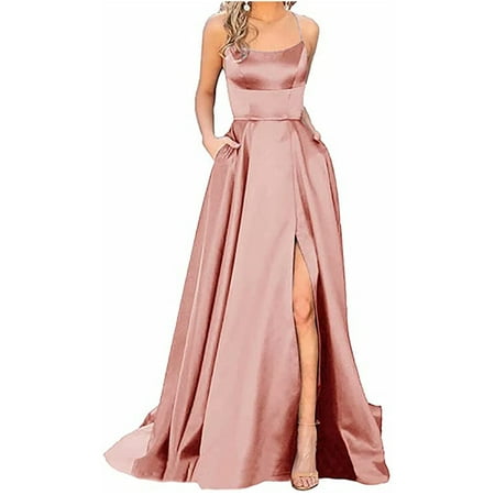 Black Prom Dresses 2025  Cross Strap formal Evening Gown with Bra Machine Washable A-Line Bridesmaid Dress Backless Satin Wedding Guest 2025 Trending Open-Back Night Plus Gold S