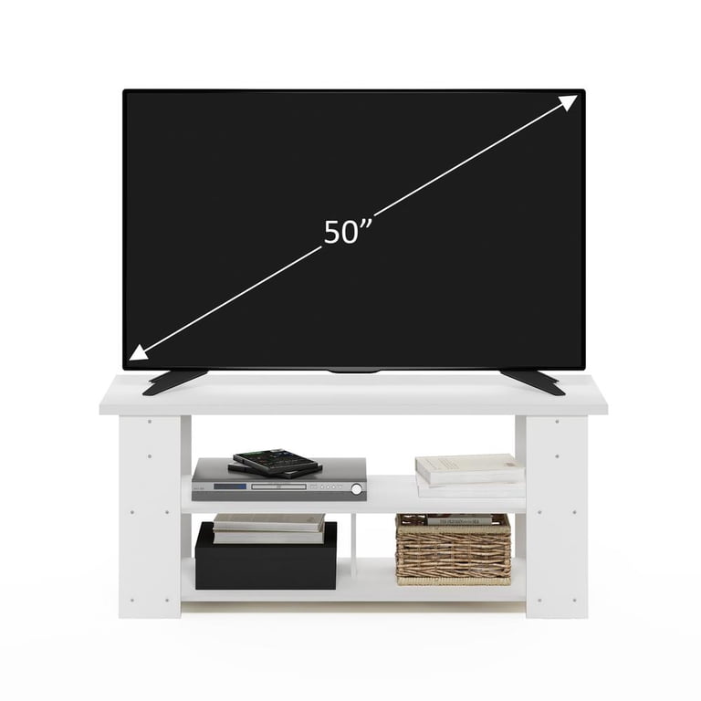 Furinno, TV Stand Up To 55-Inch, White with Electric Fireplace