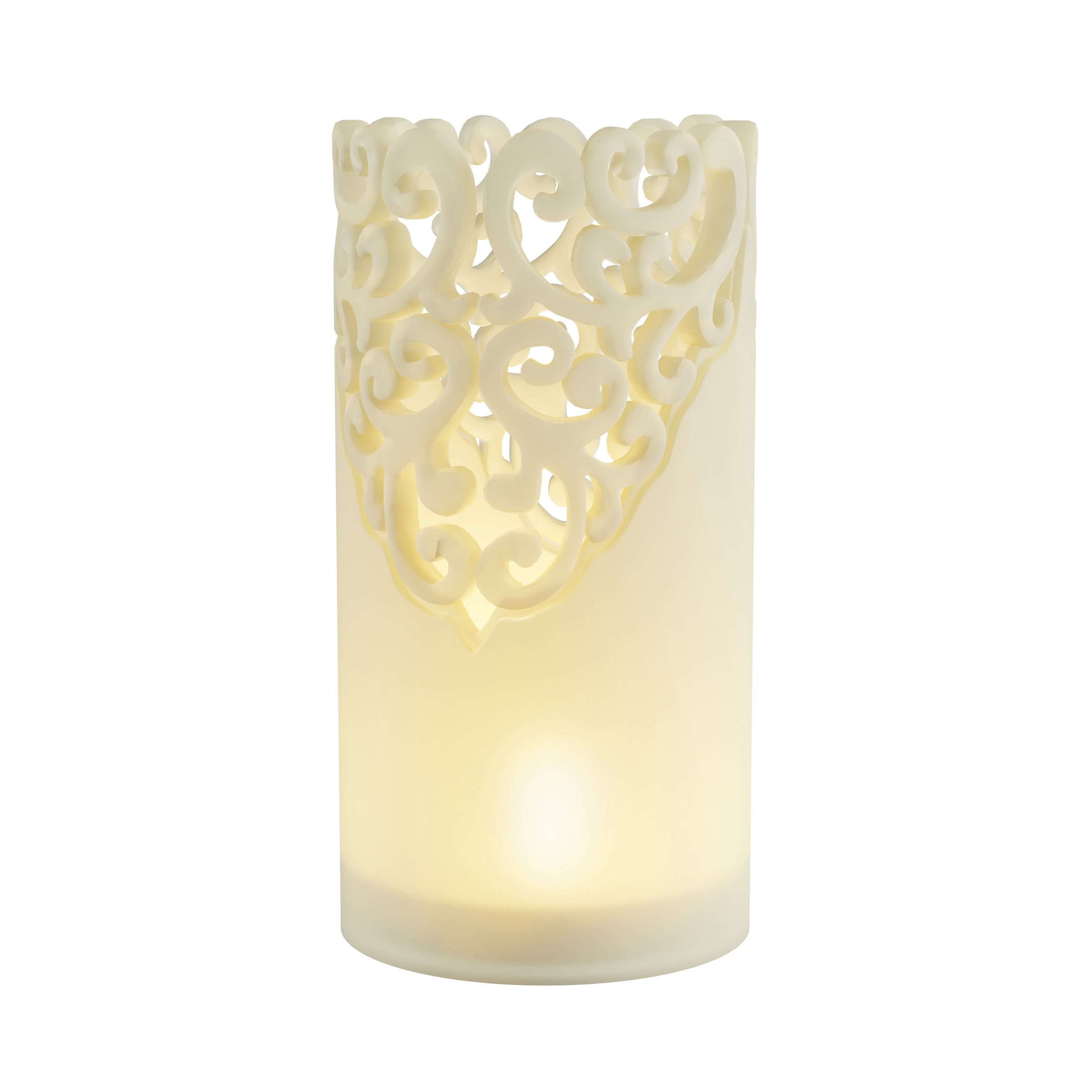 LED Candles with Remote Control – Set of 6 Realistic Flameless Pillar Lights with Lace Details and Vanilla Scented Wax – Home DÃ©cor by Lavish Home