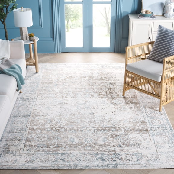 SAFAVIEH Mirage Linden Overdyed Floral Area Rug, Blue/Charcoal, 6' x 9'