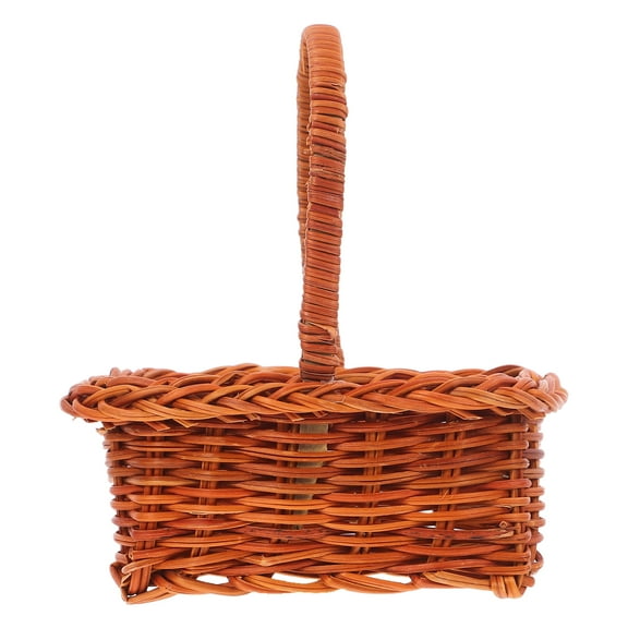 Zehuanyu Rattan Basket Portable Basket Mini Shopping Basket 10.50X9.50X7.00CM Brown
