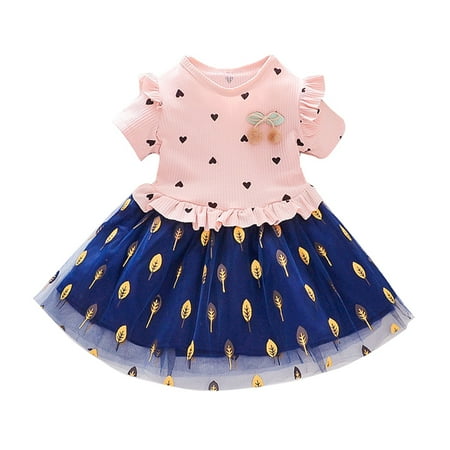 

Girls Dresses Stitching Tutu Tulle Casual Dress