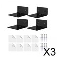 thumbnail image 1 of Estantes De Pared De 3x4 Piezas, Estantes Flotantes Pequeños Para Dormitorio, Sala De Estar, Color Negro, 1 of 10