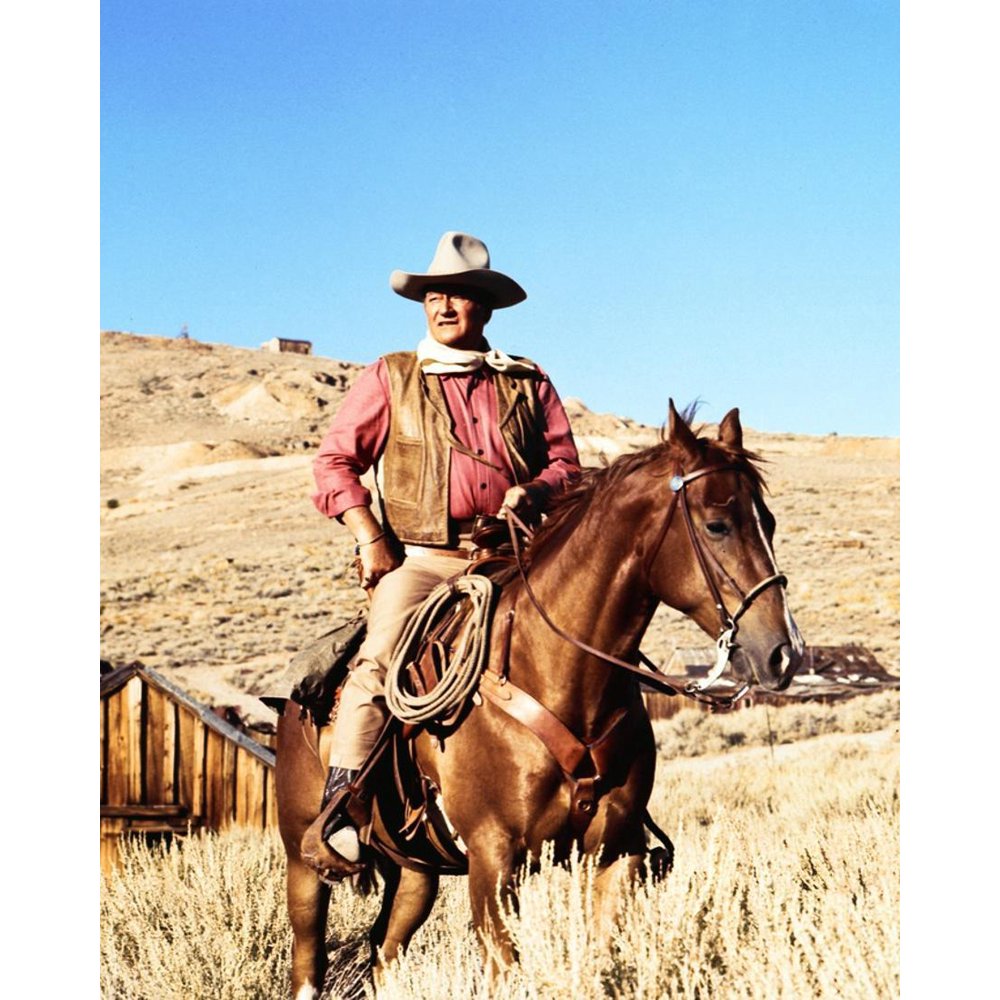 John Wayne on horse in mountains Print Wall Art By Movie Star News