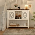 thumbnail image 3 of 46.5" Farmhouse Coffee Bar Cabinet with 2 Sliding Barn Doors,  Kitchen Buffet Sideboard with Drawer Storage, Metal Wood Wine Bar Rack Table for Kitchen Dining Room Living Room,White, 3 of 17