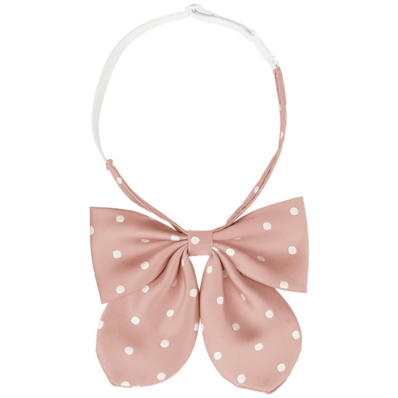 INSPIRE CHIC Women's Polka Dots Pre-tied Adjustable Straps Bow Ties for Uniform Casual Pink