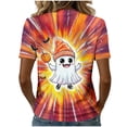 thumbnail image 6 of Uootdi Halloween Womens Shirts Crew Neck Short Sleeve Cartoon Ghost Print Pullover Tee Loose Fit Cute Holiday Womens Tops, 6 of 7