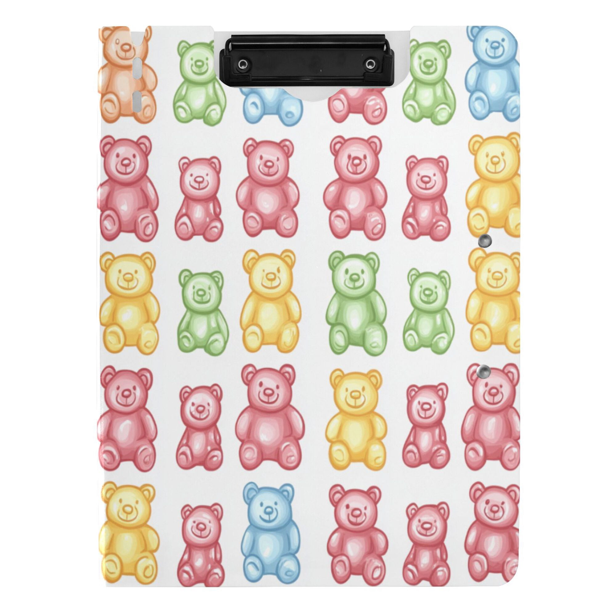 FORMRS A4 Clipboard Folder with Pen Holder Horizontal Foldable School Office Binder, Gummy Bear Pattern