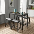 thumbnail image 4 of Costway 5PCS Bar Table Set Counter Height Table & Upholstered Saddle Stools Set for 4, 4 of 10