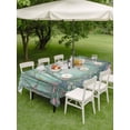 thumbnail image 4 of Outdoor Tablecloth with Umbrella Hole for Patio/Picnic/Party/Camping, Watercolor Forest Birds Waterproof Table Cloth Rectangle Table Cover Washable, Green Trees Seasonal Floral (60"x 102"), 4 of 8
