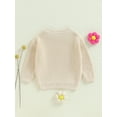thumbnail image 4 of Suealasg Baby Girl Knit Sweater Long Sleeve Floral Letter Embroidery Chunky Pullover Sweater 3 6 9 12 18 Months Infant Sister Matching Fall Winter Sweater Warm Top, 4 of 7