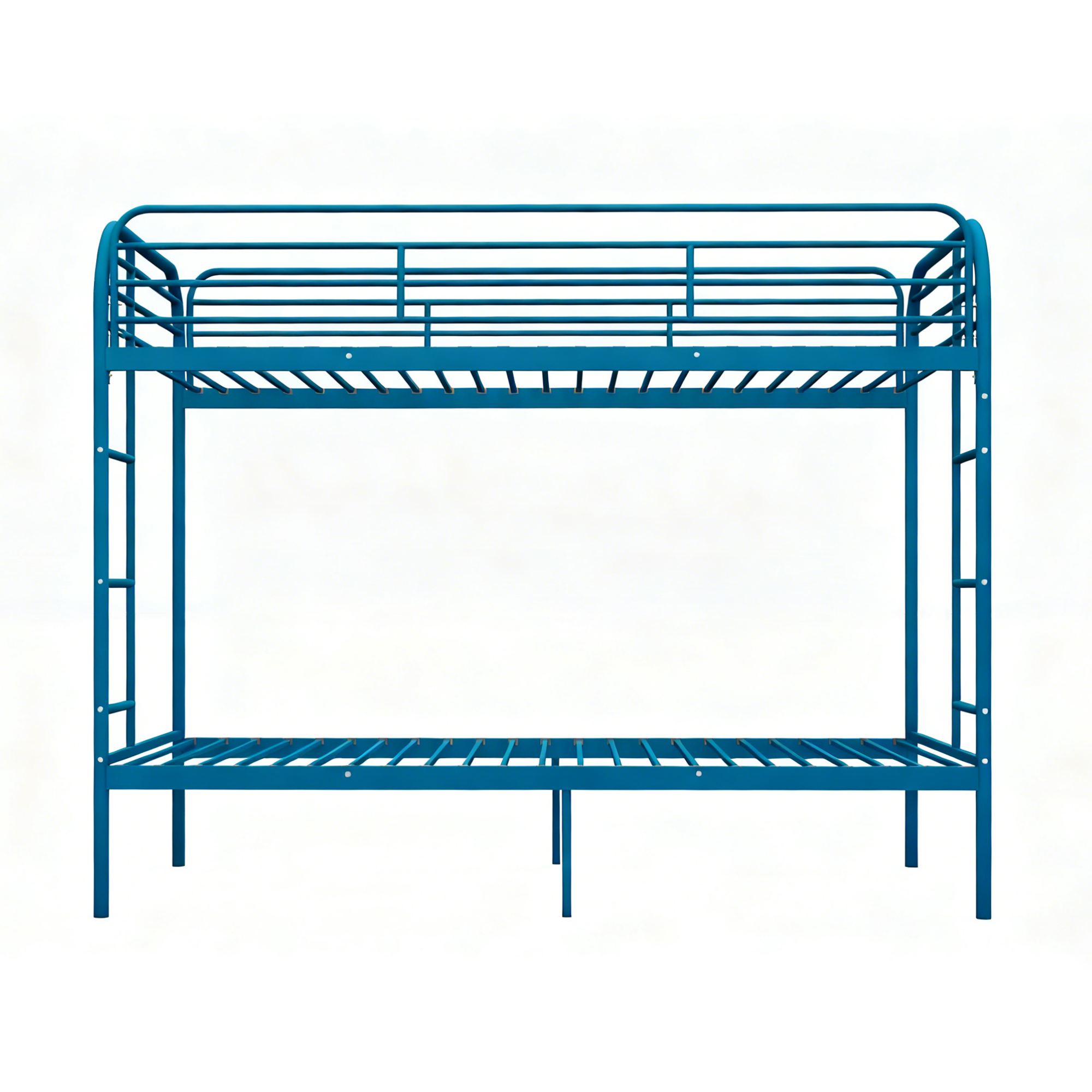 Mintazer Twin Over Twin Metal Bunk Bed, Heavy Duty Bunk Bed Frame with Guardrail & 2 Ladder, Blue