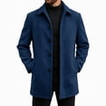 thumbnail image 3 of FRSASU Men's Mid‑Length Overcoat Single‑Breasted Notched Lapel Collar Warm Casual Business Winter Outerwear Coat Navy, 3 of 6