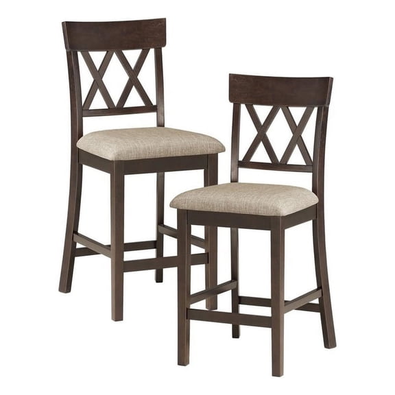 Lexicon Balin Counter Height Wood Crossback Dining Chair Set in Brown (Set of 2)