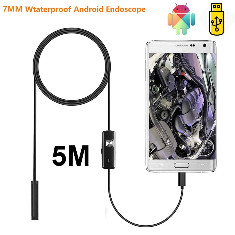 FullBerg 5M USB Endoscope 7 mm Digital Inspection Camera Borescope Snake Camera Waterproof Borescope Inspection Camera HD for Android Phone Tablet Device PC