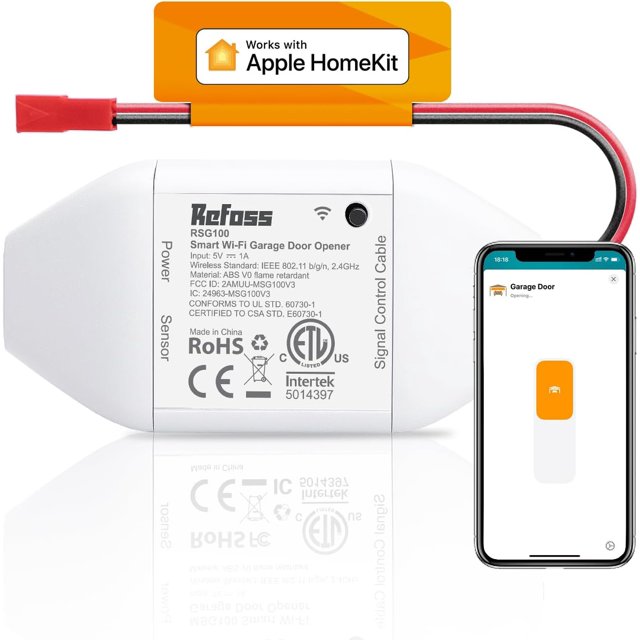 Refoss Ouvre-Porte de Garage Intelligent Wi‐Fi / Compatible avec Apple HomeKit, Siri, Alexa et Google Assistant Carplay - Contrôle à Distance via Application - Prend en Charge les Réseaux 2,4 GHz Seulement