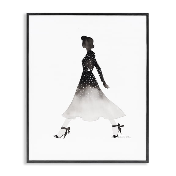 Stupell Industries Art Deco Girl in Black Dress Black Framed Giclee Art, 16 x 20, by Simone Elum