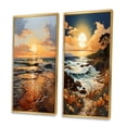 thumbnail image 3 of Designart "Orange Blue Sunrise On The Beach I" Sunrisesunset Framed Wall Art Set Of 2 - Orange Landscapes Gallery Wall Frame Set For Home Decor, 3 of 7