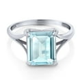 thumbnail image 3 of Gem Stone King 5.50 Ct Emerald Cut Sky Blue Topaz 14K White Gold Women's Ring, 3 of 6